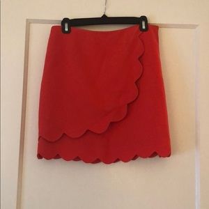 Draper James red scalloped skirt